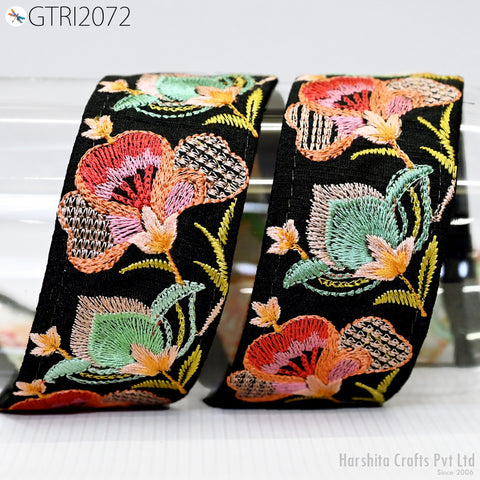 9 Yard Embroidery 5cm Fabric Trim Indian Embellishment DIY Crafting Sewing Saree Sari Border Embroidered Ribbon Dresses Costumes Home Decor