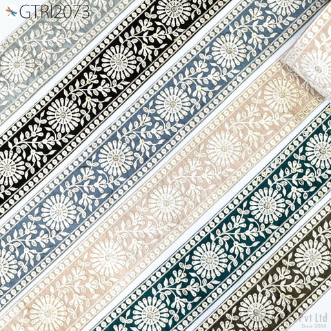 9 Yard Indian 8cm Decorative Embroidery Fabric Trim Saree Kids Dress Embellish DIY Crafting Sewing Curtains Sari Border Embroidered Ribbons