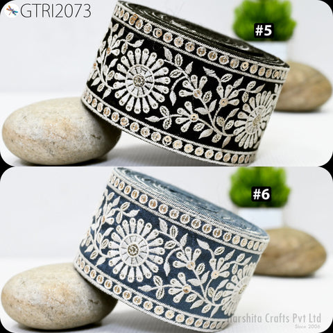 9 Yard Indian 8cm Decorative Embroidery Fabric Trim Saree Kids Dress Embellish DIY Crafting Sewing Curtains Sari Border Embroidered Ribbons