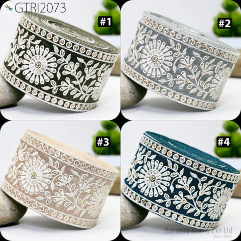 9 Yard Indian 8cm Decorative Embroidery Fabric Trim Saree Kids Dress Embellish DIY Crafting Sewing Curtains Sari Border Embroidered Ribbons