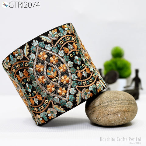 9 Yard Indian Decorative Embroidered 125 mm Sari Border Embroidery Fabric Trim DIY Crafting Laces Saree Ribbon Sewing Lehenga Home Decor