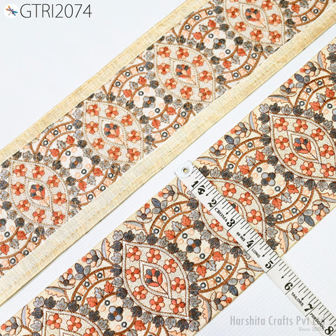 9 Yard Indian Decorative Embroidered 125 mm Sari Border Embroidery Fabric Trim DIY Crafting Laces Saree Ribbon Sewing Lehenga Home Decor