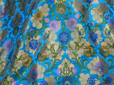 Indian Brocade Silk By The Yard Wedding Dress Jacket Banarasi Costume Material Banaras Sewing Crafting Blouses Curtain Upholstery Furnishing