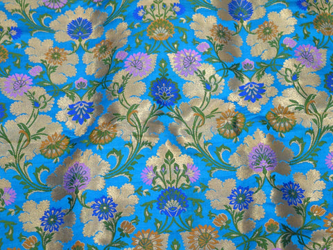 Indian Brocade Silk By The Yard Wedding Dress Jacket Banarasi Costume Material Banaras Sewing Crafting Blouses Curtain Upholstery Furnishing