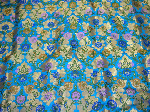 Indian Brocade Silk By The Yard Wedding Dress Jacket Banarasi Costume Material Banaras Sewing Crafting Blouses Curtain Upholstery Furnishing