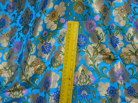 Indian Brocade Silk By The Yard Wedding Dress Jacket Banarasi Costume Material Banaras Sewing Crafting Blouses Curtain Upholstery Furnishing