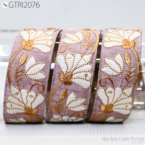 9 Yard Yellow 4cm Embroidered Trim Sari Embellishment Embroidery Crafting Border Saree Ribbons Cushions Home Décor Sewing Trimmings