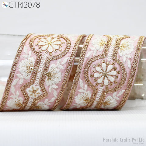 9 Yard Indian 7CM Embroidered Trim Drapery Hats Bag Saree Decorative Trimming Ribbon Crafting Sewing Sari Borders Embellishments Home Decor