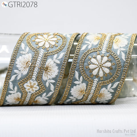 9 Yard Indian 7CM Embroidered Trim Drapery Hats Bag Saree Decorative Trimming Ribbon Crafting Sewing Sari Borders Embellishments Home Decor