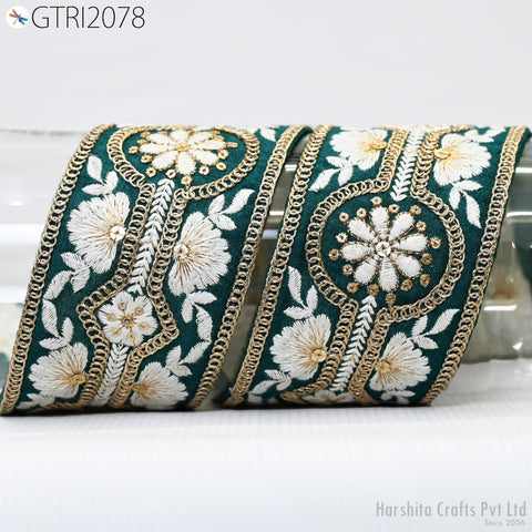 9 Yard Indian 7CM Embroidered Trim Drapery Hats Bag Saree Decorative Trimming Ribbon Crafting Sewing Sari Borders Embellishments Home Decor