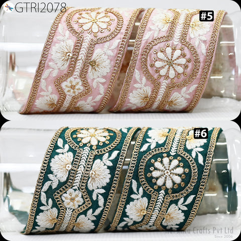 9 Yard Indian 7CM Embroidered Trim Drapery Hats Bag Saree Decorative Trimming Ribbon Crafting Sewing Sari Borders Embellishments Home Decor