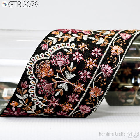 9 Yard Embroidered 8cm Fabric Trim Indian Embroidery Sari Border Crafting Saree Sewing Decorative Beach Bag Cushions Trimmings Ribbons Tape