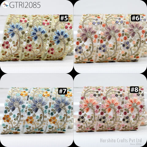 9 Yard Embroidered 45mm Saree Ribbon Indian Sari Embellishments Embroidery Trim Cushions Sewing Crafting Trimmings Curtains Headbands Border