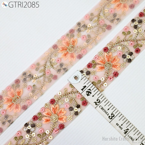 9 Yard Embroidered 45mm Saree Ribbon Indian Sari Embellishments Embroidery Trim Cushions Sewing Crafting Trimmings Curtains Headbands Border