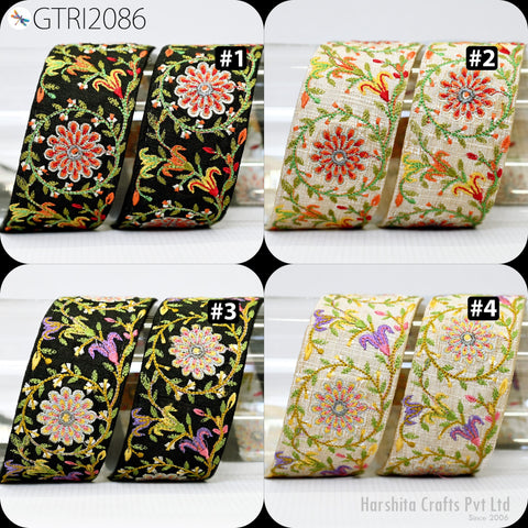 9 Yard Indian 5cm Trim Dress Sari Border DIY Craft Ribbon Sewing Fabric Embroidered Decorative Costumes Cushion Curtain Home Decor Trimming