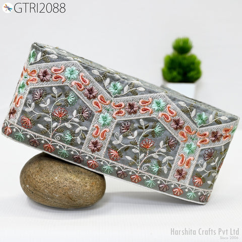 9 Yard Embroidered 10cm Fabric Trim Indian Embroidery Sari Border Crafting Saree Sewing Decorative Beach Bag Cushions Trimmings Ribbons Tape