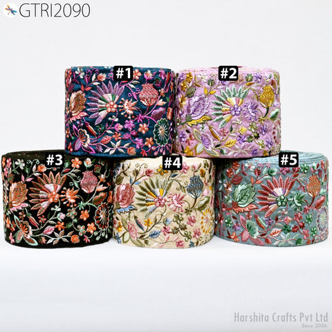9 Yard Embroidered 10cm Fabric Trim Indian Embroidery Sari Border Crafting Saree Sewing Decorative Beach Bag Cushions Trimmings Ribbons Tape