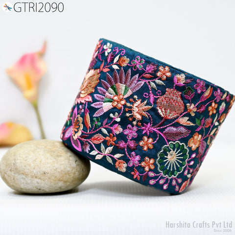 9 Yard Embroidered 10cm Fabric Trim Indian Embroidery Sari Border Crafting Saree Sewing Decorative Beach Bag Cushions Trimmings Ribbons Tape