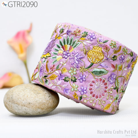 9 Yard Embroidered 10cm Fabric Trim Indian Embroidery Sari Border Crafting Saree Sewing Decorative Beach Bag Cushions Trimmings Ribbons Tape