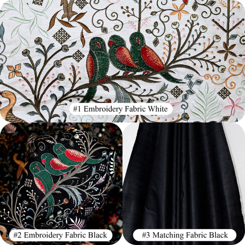 Embroidered Fabric by the yard Sewing DIY Crafting Indian Embroidery Wedding Dress Costumes Dolls Bags Cushion Covers Table Runners Blouses