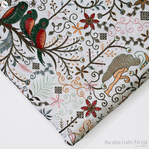 Embroidered Fabric by the yard Sewing DIY Crafting Indian Embroidery Wedding Dress Costumes Dolls Bags Cushion Covers Table Runners Blouses