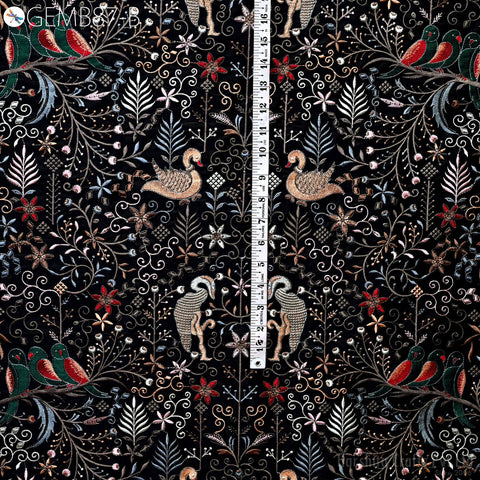 Embroidered Fabric by the yard Sewing DIY Crafting Indian Embroidery Wedding Dress Costumes Dolls Bags Cushion Covers Table Runners Blouses