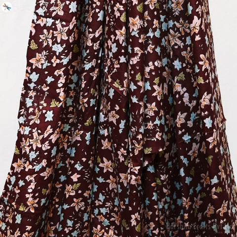 Wine Floral Screen Print Cotton Indian Summer Dresses Soft Fabric by yard Nursery Cribs Quilting Sewing Crafting Clothing Apparels Drapery