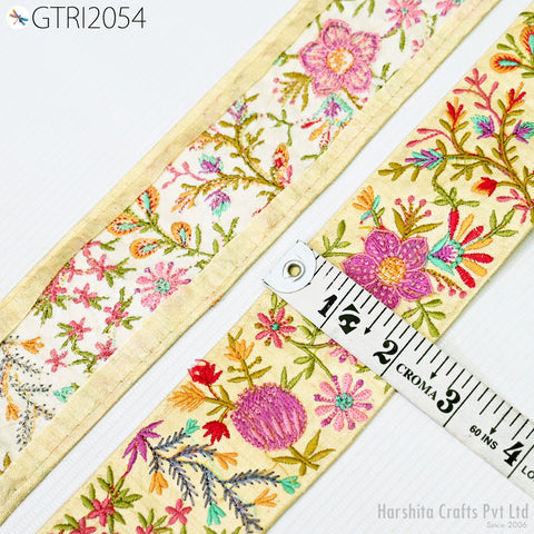 9 Yard Embroidery Fabric 5cm Trim Indian Embellishment DIY Crafting Sewing Saree Sari Border Embroidered Ribbon Dresses Costumes Home Decor