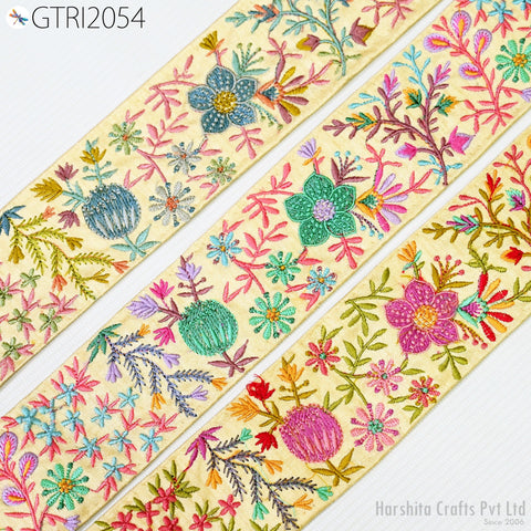 9 Yard Embroidery Fabric 5cm Trim Indian Embellishment DIY Crafting Sewing Saree Sari Border Embroidered Ribbon Dresses Costumes Home Decor