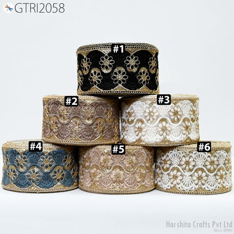 9 Yard Indian 8CM Decorative Embroidery Fabric Trim Saree Kids Dress Embellish DIY Crafting Sewing Curtains Sari Border Embroidered Ribbons