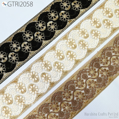 9 Yard Indian 8CM Decorative Embroidery Fabric Trim Saree Kids Dress Embellish DIY Crafting Sewing Curtains Sari Border Embroidered Ribbons