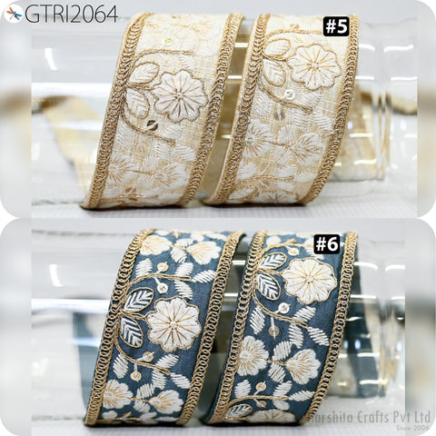 9 Yard Embroidered 4cm Indian Trim Embellishment Wholesale Embroidery DIY Crafting Border Saree Ribbon Cushion Home Décor Sewing Trim Tapes