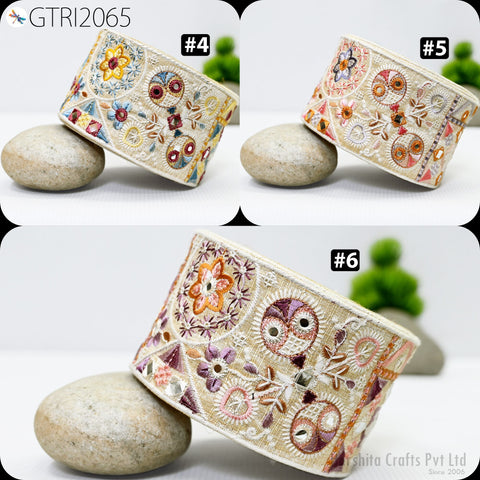 9 Yard Indian 8CM Embroidered Trim Drapery Hats Bag Saree Decorative Trimming Ribbon Crafting Sewing Sari Borders Embellishments Home Decor