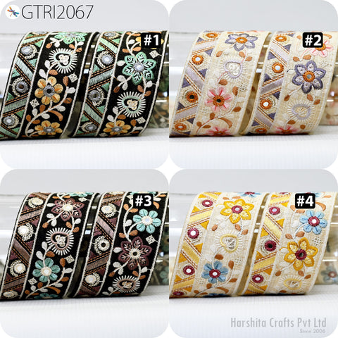 9 Yard Indian 6cm Embroidered Trim Embellishment Sari Border Embroidery Ribbon Cushions Home Décor Sewing Clothing Costumes Trimmings