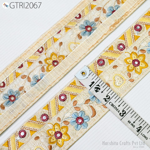 9 Yard Indian 6cm Embroidered Trim Embellishment Sari Border Embroidery Ribbon Cushions Home Décor Sewing Clothing Costumes Trimmings