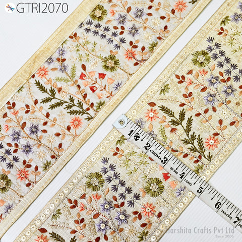 9 Yard Indian Decorative Embroidered 125 mm Sari Border Embroidery Fabric Trim DIY Crafting Laces Saree Ribbon Sewing Lehenga Home Decor