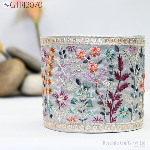 9 Yard Indian Decorative Embroidered 125 mm Sari Border Embroidery Fabric Trim DIY Crafting Laces Saree Ribbon Sewing Lehenga Home Decor