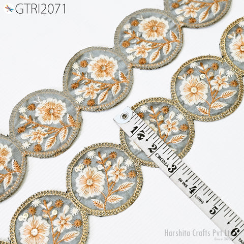 9 Yard Indian 7CM Scallop Edge Embroidery Trim Embroidered Saree Ribbon Cushions Cover Sewing Crafting Tape Curtains Headbands Sari Border