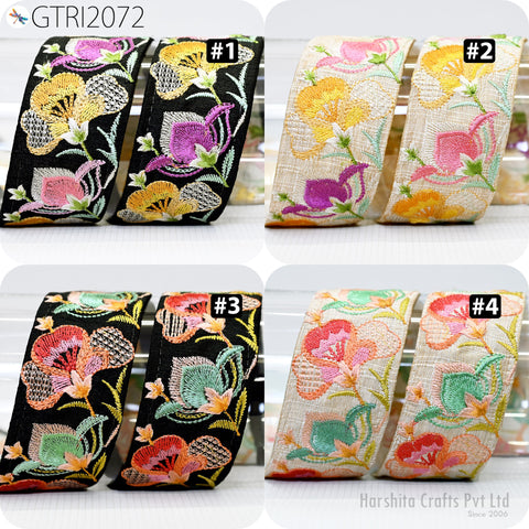 9 Yard Embroidery 5cm Fabric Trim Indian Embellishment DIY Crafting Sewing Saree Sari Border Embroidered Ribbon Dresses Costumes Home Decor