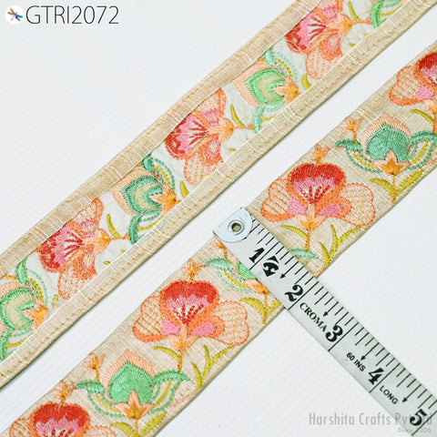 9 Yard Embroidery 5cm Fabric Trim Indian Embellishment DIY Crafting Sewing Saree Sari Border Embroidered Ribbon Dresses Costumes Home Decor