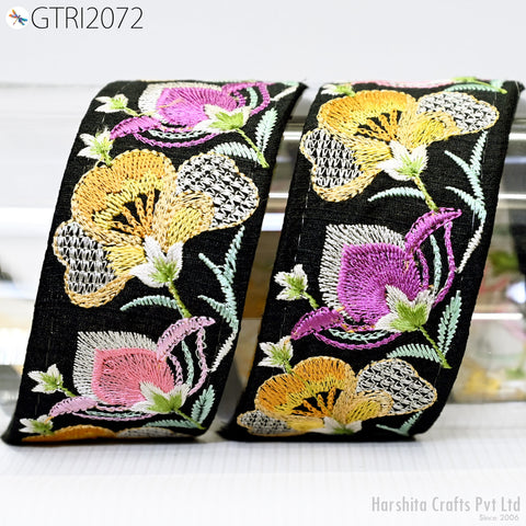 9 Yard Embroidery 5cm Fabric Trim Indian Embellishment DIY Crafting Sewing Saree Sari Border Embroidered Ribbon Dresses Costumes Home Decor