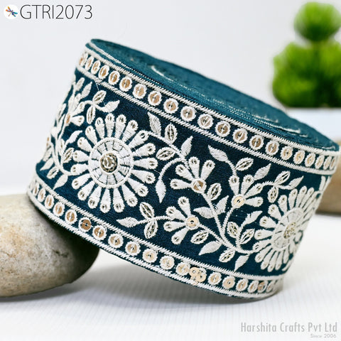 9 Yard Indian 8cm Decorative Embroidery Fabric Trim Saree Kids Dress Embellish DIY Crafting Sewing Curtains Sari Border Embroidered Ribbons