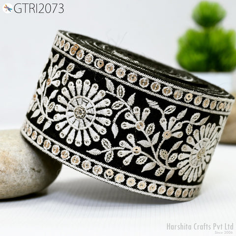 9 Yard Indian 8cm Decorative Embroidery Fabric Trim Saree Kids Dress Embellish DIY Crafting Sewing Curtains Sari Border Embroidered Ribbons