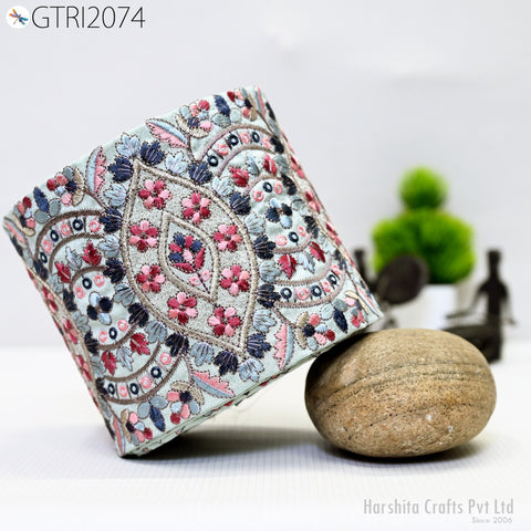 9 Yard Indian Decorative Embroidered 125 mm Sari Border Embroidery Fabric Trim DIY Crafting Laces Saree Ribbon Sewing Lehenga Home Decor