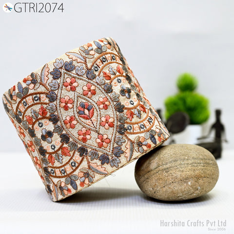 9 Yard Indian Decorative Embroidered 125 mm Sari Border Embroidery Fabric Trim DIY Crafting Laces Saree Ribbon Sewing Lehenga Home Decor