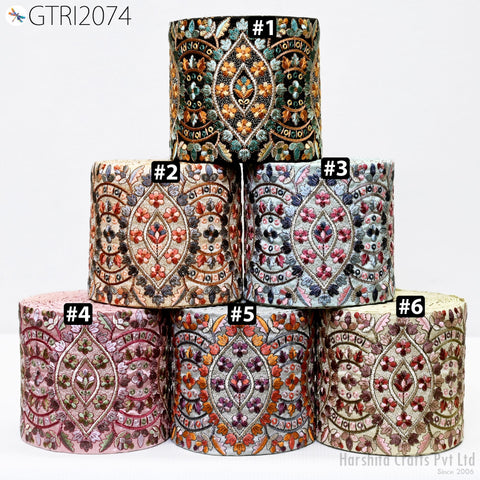 9 Yard Indian Decorative Embroidered 125 mm Sari Border Embroidery Fabric Trim DIY Crafting Laces Saree Ribbon Sewing Lehenga Home Decor