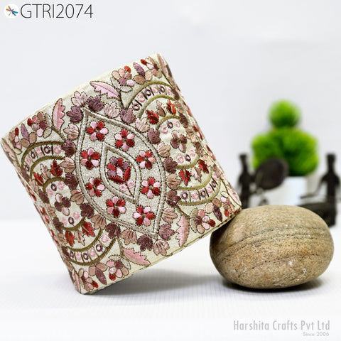 9 Yard Indian Decorative Embroidered 125 mm Sari Border Embroidery Fabric Trim DIY Crafting Laces Saree Ribbon Sewing Lehenga Home Decor