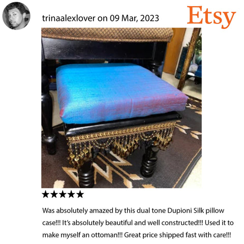 Iridescent Blue Red Dupioni Pure Silk Pillowcase Cushion Cover Handmade Throw Pillow Decorative Home Decor House Warming Bridal Wedding Gift