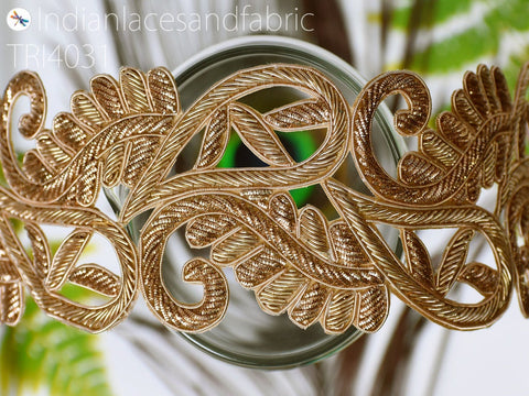 Exclusive Handmade Zardozi Trim By Yard | Beaded Indian Handcraft Wedding Sari Border DIY Craft Ribbon Saree Embroidered Zari Trim Costumes