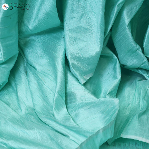 Tiffany Blue Pure Dupioni Fabric Raw Silk by the Yard Indian Wedding Dresses Pillowcases Drapery Curtains Cushion Cover Costume upholstery